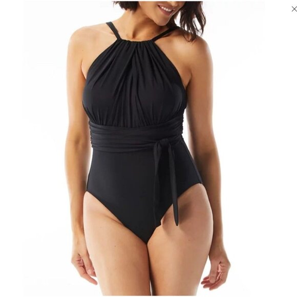 Coco Reef Contours One-Piece Swimsuit Wrap Belt High-Neck Grecian Swimwear 36C - Picture 4 of 5